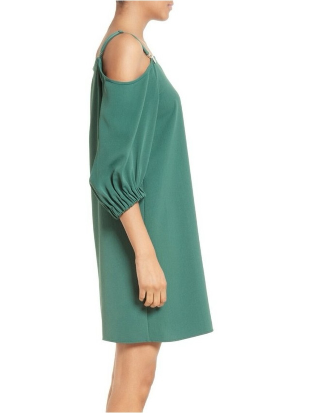 Tibi Juniper Green Cold Shoulder Suspender Strap Mini Dress Size 2 - Picture 2 of 11